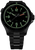 Montre de plongée pour homme avec cadran noir, chiffres luminescents verts et bracelet en métal