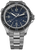 Montre de plongée pour homme avec cadran bleu, index luminescents et bracelet en métal