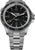 Bracelet de montre pour homme avec bracelet en métal argenté, cadran noir et aiguilles lumineuses