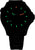 Bracelet de montre noir pour homme avec cadran noir et index lumineux verts