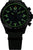 Herren-Chronograph mit leuchtendem grünen Display und schwarzem Gehäuse, schwarzes Textilband