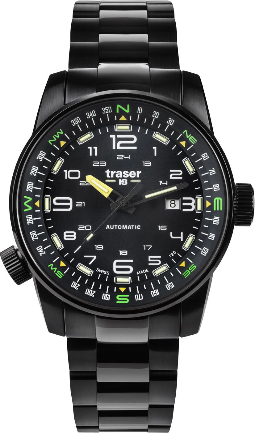 Montre Traser P68 Pathfinder, cadran noir avec marqueurs Trigalight verts