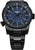 Montre Traser pour homme, bracelet en métal noir, cadran bleu avec index blancs et aiguille des secondes orange