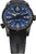 Bracelet de montre pour homme avec boîtier et bracelet noirs, cadran bleu, index jaune-vert