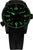 Bracelet de montre pour homme avec boîtier noir, cadran noir, aiguilles et chiffres lumineux verts