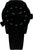 Bracelet de montre pour homme avec bracelet noir, cadran noir avec index lumineux verts