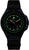 Montre homme avec cadran noir et index luminescents verts, bracelet en tissu noir