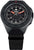 Montre homme avec cadran noir, aiguilles rouges et affichage de la date, bracelet en tissu noir