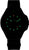 Montre homme avec cadran sombre et index lumineux verts, bracelet en tissu noir