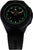 Bracelet de montre pour homme avec anneau lumineux vert sur cadran noir et index lumineux