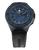 Montre pour homme avec cadran bleu, lunette noire et bracelet en caoutchouc.