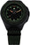 Montre homme avec boîtier noir, lunette cannelée et index luminescents verts