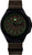Bracelet de montre pour homme avec boîtier noir, bracelet textile beige ; aiguilles et index luminescents verts.