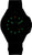 Montre pour homme avec boîtier noir et bracelet textile noir ; aiguilles lumineuses.