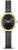 Montre ovale pour femme avec lunette dorée, cadran noir et bracelet en métal noir