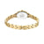 Damenuhrarmband in Gold mit Gliederstruktur und Schließe, Rückansicht