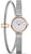 Montre femme : boîtier or rose, cadran clair et bracelet en maille milanaise (mailles fines)