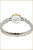 Montre pour femme avec bracelet à maillons bicolore et cadran rond, vue de dessus