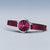 Montre femme avec bracelet milanais bordeaux et cadran rond violet de profil