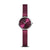 Damenarmbanduhr mit bordeauxrotem Zifferblatt und bordeauxfarbenem Stoffarmband