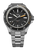 Montre de plongée pour homme avec bracelet en acier inoxydable argenté et cadran noir, automatique