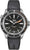 Montre homme avec cadran noir, index orange et bracelet en caoutchouc noir