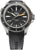 Montre automatique pour homme avec cadran noir, lunette argentée et bracelet en caoutchouc noir