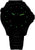 Herrenuhr mit schwarzem Zifferblatt und schwarzem Silikonband, grüne Leuchtzeiger