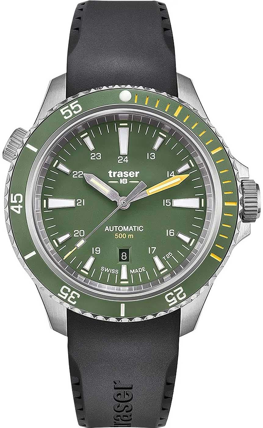 Bracelet de montre pour homme avec bracelet en cuir gris, boîtier argenté et cadran vert-jaune