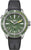 Bracelet de montre pour homme avec bracelet en cuir gris, boîtier argenté et cadran vert-jaune