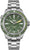 Bracelet de montre pour homme avec bracelet en acier inoxydable, cadran vert et lunette marquée en jaune