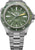 Bracelet de montre pour homme en acier inoxydable, cadran vert, lunette à accents jaunes