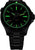 Bracelet de montre pour homme avec boîtier et bracelet noirs, aiguilles luminescentes vertes