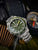 Bracelet de montre pour homme avec boîtier en acier inoxydable et cadran vert, index luminescents