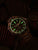 Bracelet de montre pour homme en acier inoxydable, cadran vert et index jaune/verts