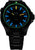 Bracelet de montre pour homme Traser avec bracelet noir et index lumineux bleus, bordure verte