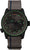 Montre automatique pour homme avec bracelet en tissu beige (rayé bleu), cadran avec détails lumineux verts
