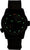Montre noire pour homme avec cadran noir et index luminescents verts, bracelet en tissu noir