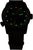 Montre noire pour homme avec cadran noir et index lumineux verts, bracelet en tissu noir