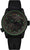 Montre homme : cadran avec éclairage Trigalight vert, aiguilles noires, bracelet en caoutchouc noir
