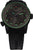 Montre homme avec cadran et éclairage vert Trigalight, boîtier gris, bracelet en caoutchouc noir