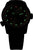 Montre homme avec cadran noir et index luminescents verts, bracelet en caoutchouc noir