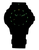 Montre pour homme - Détails : index et aiguilles luminescents verts sur cadran sombre