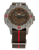Montre pour homme : cadran marron, boîtier en titane, bracelet en textile avec bande centrale rouge