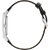 Danish Design Herrenarmbanduhr, seitlich: silbernes Gehäuse und schwarzes Lederarmband