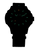 Montre pour homme : cadran noir avec aiguilles et index luminescents verts.