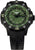 Bracelet de montre pour homme avec cadran vert, lunette noire et bracelet en caoutchouc avec découpes