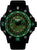 Bracelet de montre pour homme avec boîtier noir, cadran vert, index lumineux et affichage de la date