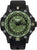 Bracelet de montre pour homme avec boîtier noir, cadran vert et bracelet en caoutchouc noir