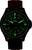 Bracelet de montre pour homme avec bracelet marron foncé, cadran vert lumineux avec un triangle à 12 heures